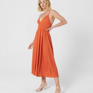 MVN The Label Orange Linen Midi Dress